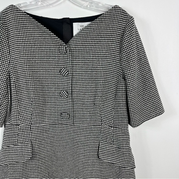 L.K. Bennett Nina Houndstooth Heart Midi Dress Size 14 Two Tone Black White - Picture 5 of 11
